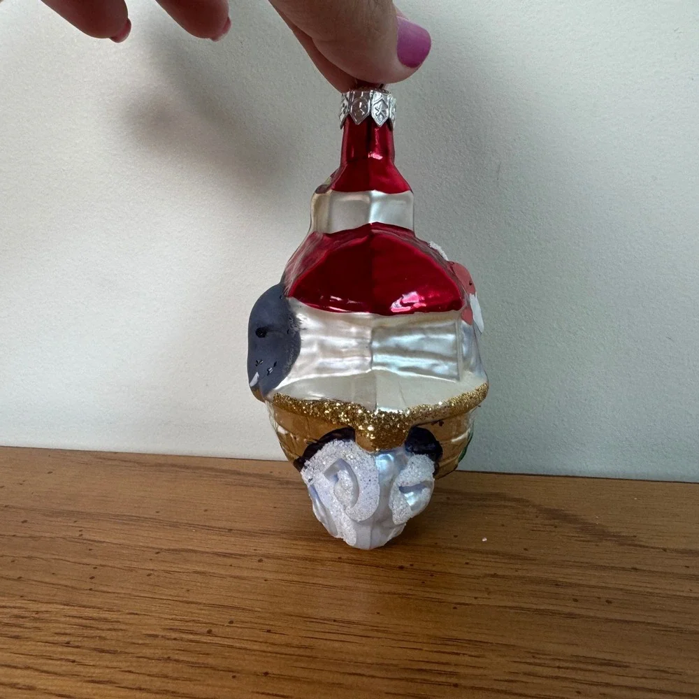 Noahs Ark Glass Christmas Ornament Hand Painted Animals Glitter Holiday